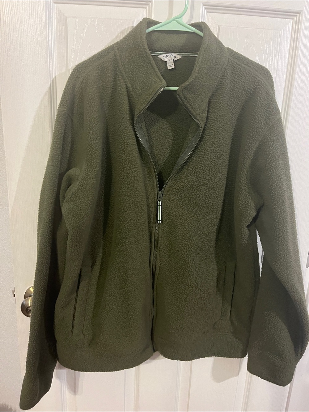 Orvis Olive Green Sherpa Zip-Up Jacket